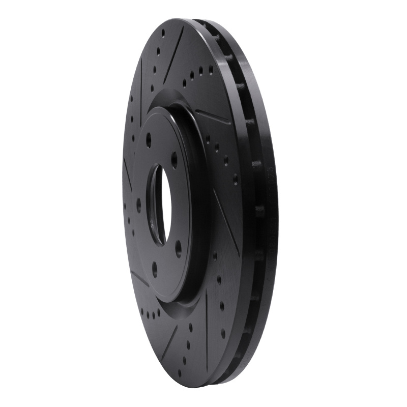 Chrysler Town & Country Brake Rotor (1) - Front Left - R1 Concepts - Drilled & Slotted - Black - `12-`25